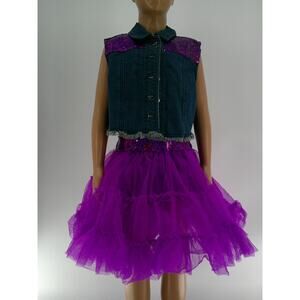 Dance Costume Medium Child Purple Weissman 8590 Jazz Sequin Tutu Zebra Tap